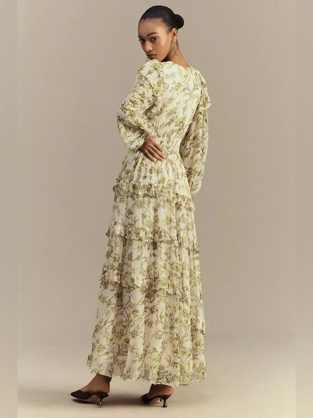 BHLDN Liana Printed V-Neck Long-Sleeve Maxi Dress - Picture 2 of 12